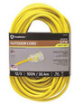 Southwire 2589swca02 2589SW0002 12/3 Heavy-Duty 15-Amp SJTW High Visibility General Purpose Extension Cord with Lighted End, 100'