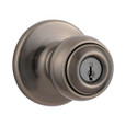 Kwikset 400P-SMT Polo Keyed Entry Knob SmartKey with 6-Way Adjustable Latch and Round Corner Strike