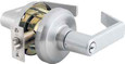 Stanley Security Grade 1 Storeroom Lever, Sierra (Bent) Lever with Rose, Less Cylinder, Square 2-3/4" Backset Latch, ASA Strike 4-7/8" x 1-1/4"