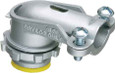 Arlington Industries 852A Zinc die-cast, 90 degree 2 screw flex connector for aluminum and steel Flex. Secures into a 1/2" Knockout with a diecast locknut. Accommodates cable range 1.330 to 1.085. Insulated throat.