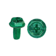 Minerallac 80022J Green Grounding Screws, Zinc-Plated Hex Washer Head