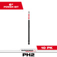 Milwaukee Tool 48-32-4807 SHOCKWAVE, Impact Duty 6" Phillips #2 Power Bits Bulk 10