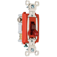 Pass & Seymour PS20AC1RPL Industrial Extra Heavy-Duty Specification Grade Toggle Switch, Back and Side Wire, Lighted When On, Red