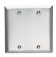 Pass & Seymour SS23 2-Gang 302/304 Stainless Steel Wall Plate, Blank, Box Mounted