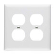 Pass & Seymour TP82W TradeMaster 2-Gang Nylon Wall Plate, 2 Duplex Receptacle Openings, White