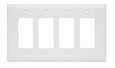 Pass & Seymour TPJ264W TradeMaster Junior Jumbo 4-Gang Nylon Wall Plate, 4 Decorator Openings, White