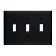 Pass & Seymour TP3BK TradeMaster 3-Gang Nylon Wall Plate, 3 Toggle Switch Openings, Black