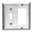 Pass & Seymour SS126 Two-Gang Combination Wallplate, 1 Toggle/1 Decorator, Stainless Steel