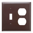 Pass & Seymour TP18 TradeMaster 2-Gang Nylon Wall Plate, 1 Toggle Switch Opening, 1 Duplex Receptacle Opening, Brown