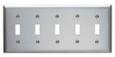 Pass & Seymour SS5 5-Gang 302/304 Stainless Steel Wall Plate, 5 Toggle Switch Openings