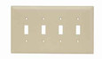 Pass & Seymour TPJ4I TradeMaster Jumbo 4-Gang Nylon Wall Plate, 4 Toggle Switch Openings, Ivory