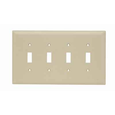 Pass & Seymour TradeMaster TPJ4I Jumbo 4-Gang Nylon Wall Plate with Toggle Openings, Ivory