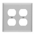 Pass & Seymour TP82GRY TradeMaster 2-Gang Nylon Wall Plate, 2 Duplex Receptacle Openings, Gray