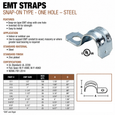 Topaz Lighting 516 2" Zinc-Plated Steel EMT One-Hole Snap-On Conduit Strap, 100-Pack