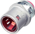 Arlington Industries 400AST Zinc die-cast, 1/2" Knockout MC cable connector snaps quickly on to the conduit with an internal spring steel clip and then snaps into knockout with external spring steel clip, no tools required. Concrete tight when taped.