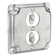 Topaz Lighting C3454 4" Square Industrial Surface Cover with Duplex Receptacle, Galvanized Steel