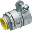 Arlington Industries L422A Zinc die-cast, single screw, 3/4" knockout squeeze connector with round end stop. For Flex, AC, MCI cable. Concrete tight when taped. End stop diameter: .820. With insulated throat