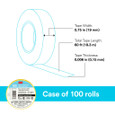 3M 7100169490 3M™ Temflex™ Vinyl Electrical Tape 165, Yellow, 3/4 in x 60 ft (19 mm x 18 m), 6 mil, 100 Rolls/Case