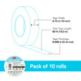 3M 7100169491 3M™ Temflex™ Vinyl Electrical Tape 165, White, 3/4 in x 60 ft (19 mm x 18 m), 6 mil, 100 Rolls/Case