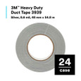 3M 7000028933 3M™ Heavy Duty Duct Tape 3939, Silver, 48 mm x 54.8 m, 9.0 mil, 24 Roll/Case, Individually Wrapped Conveniently Packaged