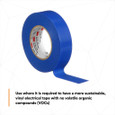 3M 7100169429 3M™ Temflex™ Vinyl Electrical Tape 165, Blue, 3/4 in x 60 ft (19 mm x 18 m), 6 mil, 100 Rolls/Case