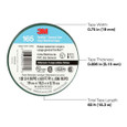 3M 7100169430 3M™ Temflex™ Vinyl Electrical Tape 165, Green, 3/4 in x 60 ft (19 mm x 18 m), 6 mil, 100 Rolls/Case
