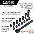 Klein Tools 65400 KNECT™ 3/8-Inch Drive Impact-Rated Pass Through Socket Set, 15-Piece