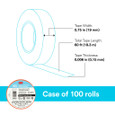 3M 7100169433 3M™ Temflex™ Vinyl Electrical Tape 165, Orange, 3/4 in x 60 ft (19 mm x 18 m), 6 mil, 100 Rolls/Case