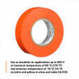 3M 7100169433 3M™ Temflex™ Vinyl Electrical Tape 165, Orange, 3/4 in x 60 ft (19 mm x 18 m), 6 mil, 100 Rolls/Case