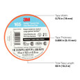 3M 7100169433 3M™ Temflex™ Vinyl Electrical Tape 165, Orange, 3/4 in x 60 ft (19 mm x 18 m), 6 mil, 100 Rolls/Case