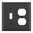 Pass & Seymour TP18BK TradeMaster® 2-Gang Nylon Wall Plate, 1 Toggle Switch Opening, 1 Duplex Receptacle Opening, Black