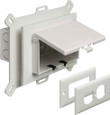 Arlington Industries Low Profile Electrical Outlet Box for New Vinyl Siding Construction – Horizontal Orientation with White Cover, Kit Components Shown