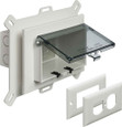 Arlington Industries Low Profile Electrical Outlet Box for New Vinyl Siding Construction - Horizontal Orientation with Extra Duty Clear Cover, Kit Components Shown