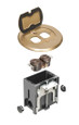 Arlington Industries Round Adjustable Floor Box 5.750" Brass with Flip Lids and Tamper Resistant Duplex Receptacle
