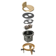 Arlington Industries Round Brass Floor Box Kit - Flip-Lid Cover, Tamper-Resistant Duplex Receptacle, Complete Install Set, cULus Listed