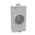 Milbank U2272-RL 125A ringless meter socket, front view, cover closed, meter jaw ring and bypass lever handle, Type 3R enclosure