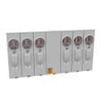 Milbank U5886-X-KK 4 Terminal Ringless Meter Socket Large Closing Plate Horn Bypass 6 Position 6-200 Ampere Main Breaker Provision Horizontal