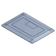 Carlon E9761S 1-Gang Slate Non-Metallic Rectangular Floor Box Cover Assembly with Watertight Gasket Seal, isometric CAD rendering