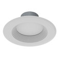 RAB 6" Round LED Recessed Downlight – 8W/11W/14W, 725–1200 Lumens, 5CCT Selectable, E26 Base, White (Smooth or Baffle Trim)