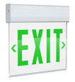 RAB EXITEDGE Edge-Lit Exit Sign – Universal Faces, Green/Red Letters, Mirror or White Panel, Aluminum or White Housing (Optional Battery Backup & Self-Diagnostic)