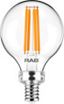 RAB G16.5 LED Globe Bulb – 3W, E12/E26 Base, 90 CRI, 2700K/5000K, Clear or Frosted Filament
