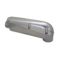 Crouse-Hinds LBNEC Mogul Pulling Elbow, copper-free aluminum, rigid/IMC conduit, cover installed, angled view showing hub end