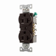Eaton Arrow Hart heavy-duty industrial specification grade duplex receptacle, #14-10 AWG, 20A, Industrial, Flush, 125V, Back and side, Brass, Nylon, 5-20R, Duplex, Screw, Glass-filled nylon