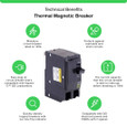 Schneider QO Series Plug-On Miniature Circuit Breakers — 2-Pole, 10–200A Thermal-Magnetic
