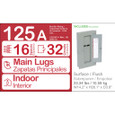 Schneider HOMeline Plug-On Neutral Load Centers — 125A Main Lug, 8–60 Circuit Indoor Panels