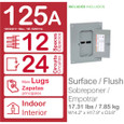Schneider HOMeline Plug-On Neutral Load Centers — 125A Main Lug, 8–60 Circuit Indoor Panels