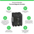 Schneider QO Series Plug-On Miniature Circuit Breakers — 3-Pole, 10–200A Thermal-Magnetic