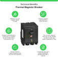Schneider QO Series Plug-On Miniature Circuit Breakers — 3-Pole, 10–200A Thermal-Magnetic