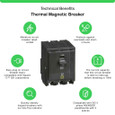 Schneider QO Series Plug-On Miniature Circuit Breakers — 3-Pole, 10–200A Thermal-Magnetic