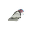 Color-Keyed Aluminum One-Hole Lug, Long Barrel, Blind End, Max 35kV, #2 AWG Wire, 3/8 Inch Bolt Size, Tin Plated